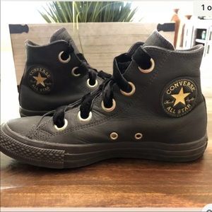 Black Leather Chuck Converse Hi Tops